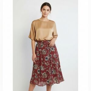 MIKAROSE Floral Chiffon A-Line Skirt